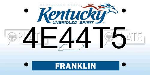 4E44T5 Kentucky License Plate
