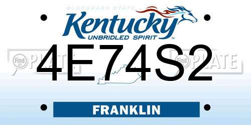 4E74S2 Kentucky License Plate