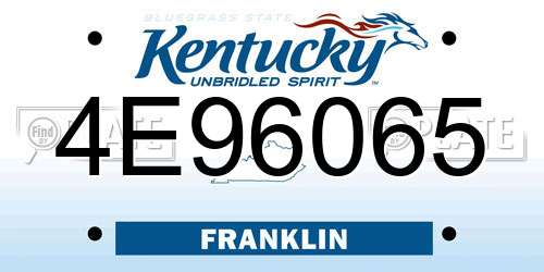 4E96065 Kentucky License Plate