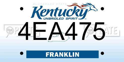 4EA475 Kentucky License Plate