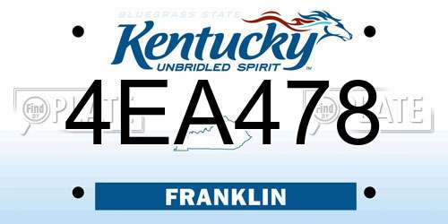 4EA478 Kentucky License Plate