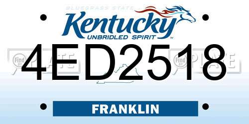 4ED2518 Kentucky License Plate