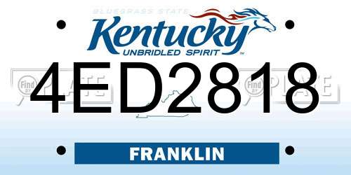 4ED2818 Kentucky License Plate