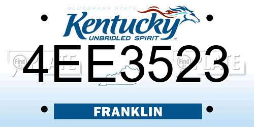 4EE3523 Kentucky License Plate