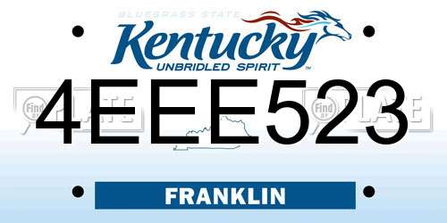 4EEE523 Kentucky License Plate