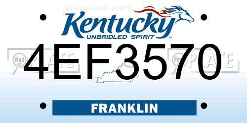4EF3570 Kentucky License Plate