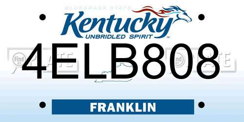 4ELB808 Kentucky License Plate