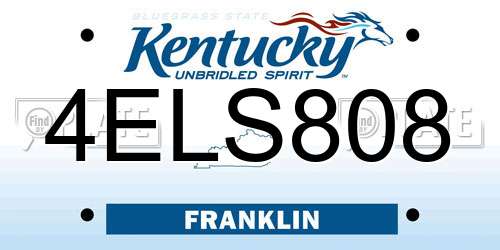 4ELS808 Kentucky License Plate