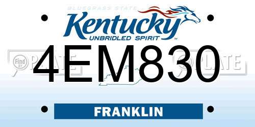 4EM830 Kentucky License Plate