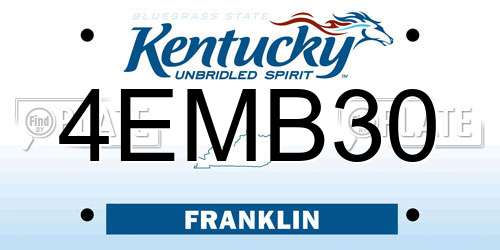 4EMB30 Kentucky License Plate