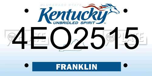 4EO2515 Kentucky License Plate