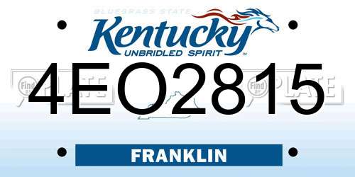 4EO2815 Kentucky License Plate