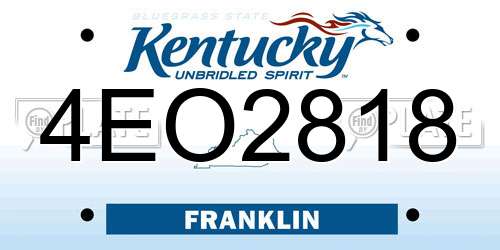 4EO2818 Kentucky License Plate