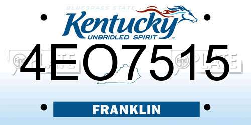4EO7515 Kentucky License Plate