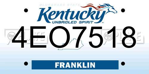 4EO7518 Kentucky License Plate