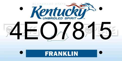 4EO7815 Kentucky License Plate