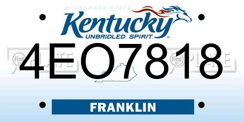 4EO7818 Kentucky License Plate