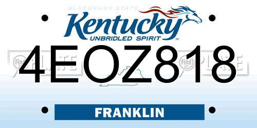 4EOZ818 Kentucky License Plate