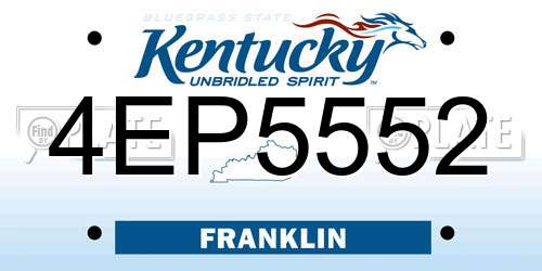 4EP5552 Kentucky License Plate