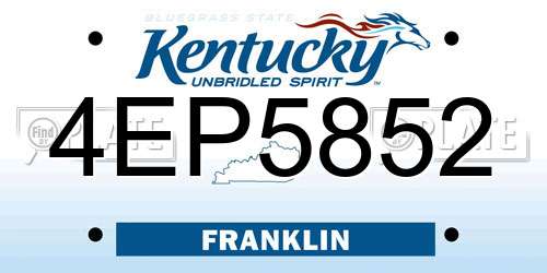 4EP5852 Kentucky License Plate
