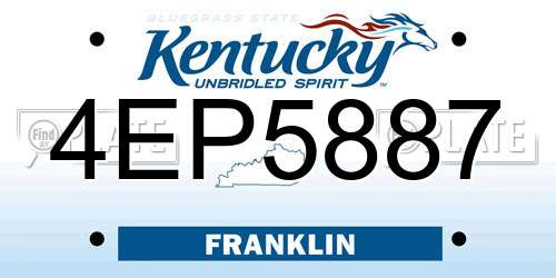 4EP5887 Kentucky License Plate