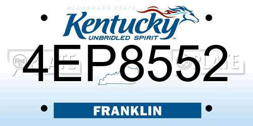 4EP8552 Kentucky License Plate