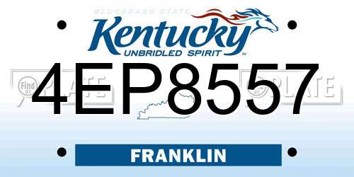 4EP8557 Kentucky License Plate