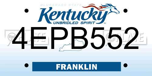 4EPB552 Kentucky License Plate