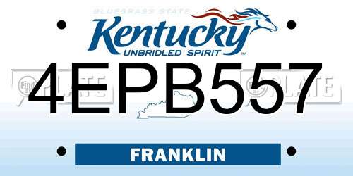 4EPB557 Kentucky License Plate