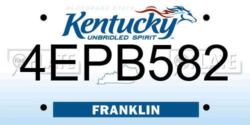 4EPB582 Kentucky License Plate
