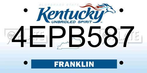 4EPB587 Kentucky License Plate