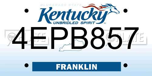 4EPB857 Kentucky License Plate