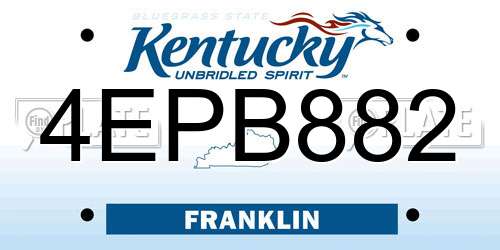 4EPB882 Kentucky License Plate