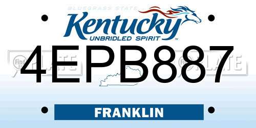 4EPB887 Kentucky License Plate