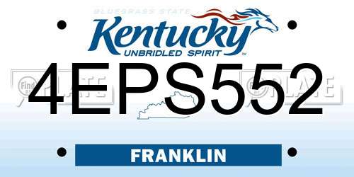 4EPS552 Kentucky License Plate