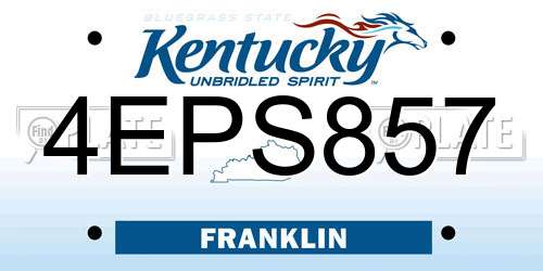 4EPS857 Kentucky License Plate