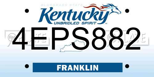 4EPS882 Kentucky License Plate