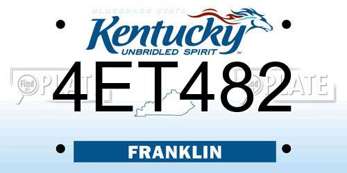 4ET482 Kentucky License Plate