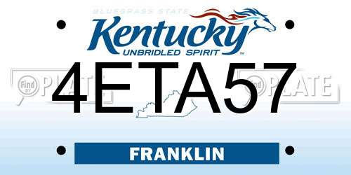 4ETA57 Kentucky License Plate
