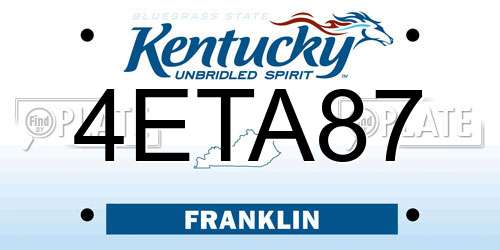 4ETA87 Kentucky License Plate
