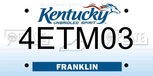 4ETM03 Kentucky License Plate