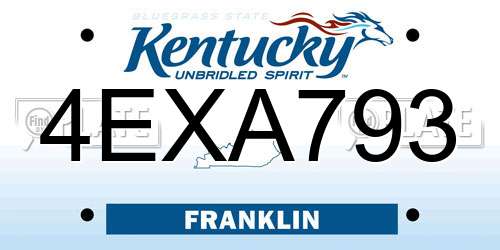 4EXA793 Kentucky License Plate