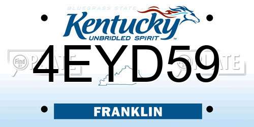 4EYD59 Kentucky License Plate