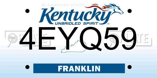 4EYQ59 Kentucky License Plate
