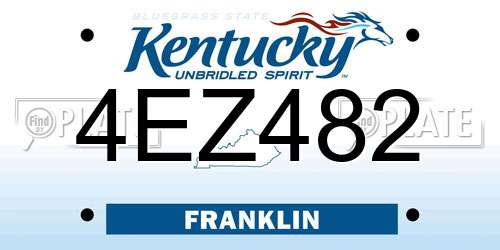 4EZ482 Kentucky License Plate