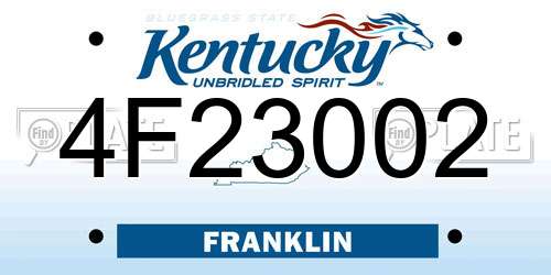 4F23002 Kentucky License Plate