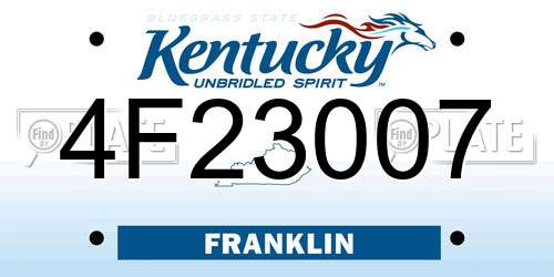 4F23007 Kentucky License Plate