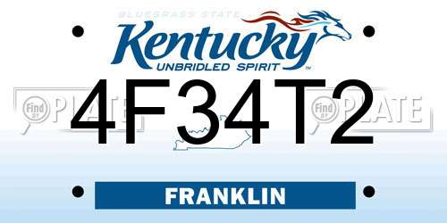 4F34T2 Kentucky License Plate