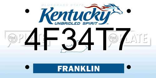 4F34T7 Kentucky License Plate