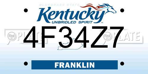 4F34Z7 Kentucky License Plate